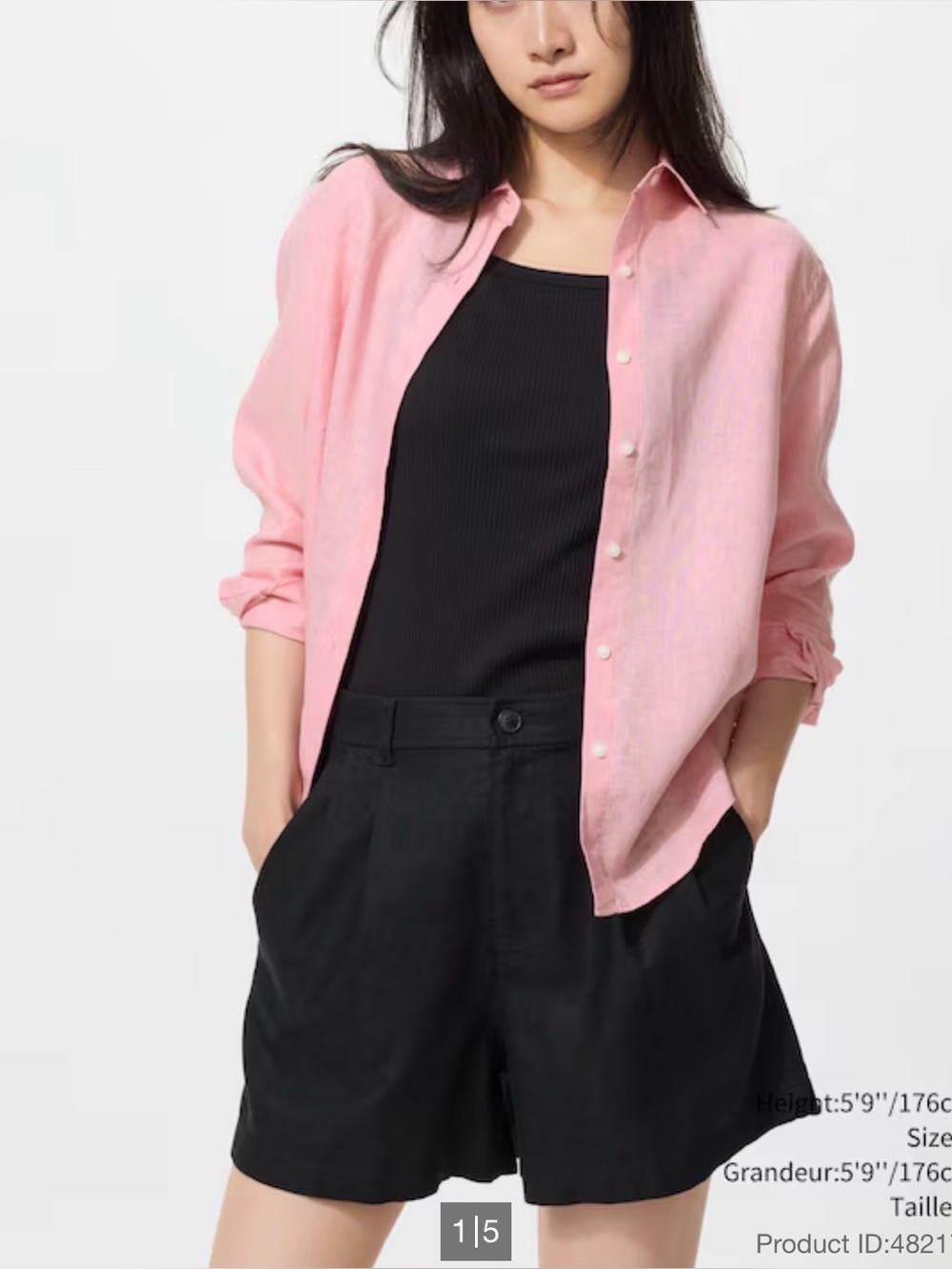 Uniqlo Black linen cotton shorts
